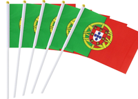 Drapeau de la Pologne en polyester de haute qualité, 14*21cm, vente en gros d'usine, drapeau portugais à agiter à la main pour l'extérieur