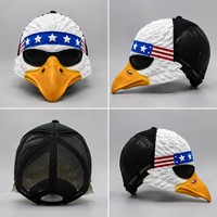 Masque d'aigle réaliste avec casquette de baseball réglable, design drapeau américain, costume d'oiseau intégral pour Halloween, cosplay et fêtes