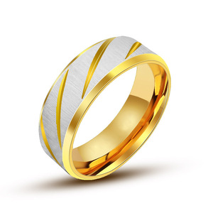 แหวนผู้ชายเหล็กไทเทเนียมสองสีสีน้ำเงินที่ไม่เหมือนใคร ดีไซน์ทรงเรขาคณิต SA535 เครื่องประดับของขวัญ - Product Image 2