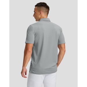 Polo de golf pour homme, coupe ajustée, manches courtes, col à 3 boutons, protection solaire, tissu respirant et anti-transpiration. - Product Image 5