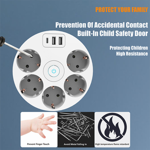 2025 thiết kế mới công nghiệp EU tiêu chuẩn <span class=keywords><strong>5</strong></span> cửa hàng cắm với ổ cắm PVC tường móc có thể thu vào dải điện với chuyển đổi cổng USB - Product Image 3