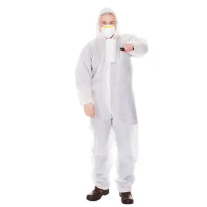 Cheap Breathable Spunbond PP Non Woven Protective Coverall Disposable Polypropylene Coverall with Hood