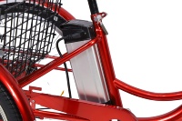 Tricycle électrique mini 24 pouces avec panier, cadre en aluminium, moteur brushless 36V 250W, batterie au lithium, pneus larges pliables, 7 vitesses, pour seniors