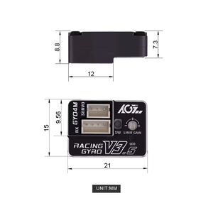 AGFRC GY04M V3.5 <span class=keywords><strong>Mini</strong></span> Gyroscope de direction en aluminium CNC, coque noire en métal, contrôle PWM PID, 3.7-8.4V 2S Lipo, haute stabilité - Product Image 5