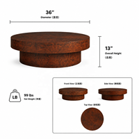 Table basse ronde en bois de burl avec piétement sur pied, table circulaire de 36 pouces pour salon