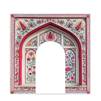 Arco de Bienvenida Floral Ornamental de Alta Resistencia de 32 mm para Alquiler, Fondo de 10x9 pies, Pared de Entrada de Palacio Rosa para Bodas y Fiestas