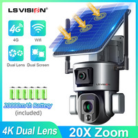 Cámara de Vigilancia LS VISION HD 20X con Doble Lente, WIFI, 4G, Energía Solar, Inalámbrica, para Exteriores, con Tarjeta SIM, CCTV, Cámara de Red
