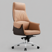 Chaise de bureau exécutive moderne en cuir PU, dossier haut, ergonomique, pivotante