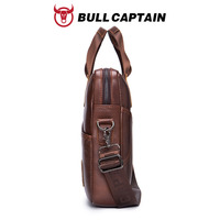 BULLCAPTIAN Maletín de Cuero Genuino para Hombre, Bolsa de Mensajero para Portátil de 14 Pulgadas, Bolso de Hombro Casual de Lujo para Oficina y Negocios