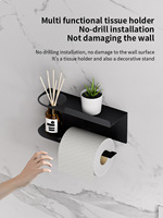 Jianghuhui Organisateur de salle de bain 2-en-1 en fer avec porte-rouleau de papier toilette, support diffuseur de parfum et étagère pour plantes