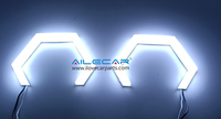 Anneaux lumineux LED blancs en forme d'hexagone T7-X 90MM pour la modification des projecteurs de phares de voiture