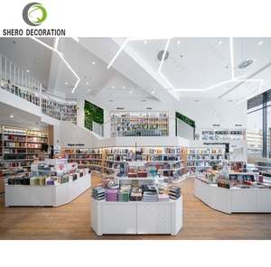 Bookstore Interior Design Library Furniture Wall Display Cabinet Custom <b>Wooden</b> Display Stand For Book Store Fixtures - Product Image 2