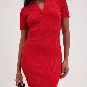 Vestido Corto de Moda para Mujer, Color Sólido, Casual, Ajustado, Elástico - Product Image 5