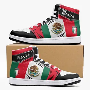 Bandeira mexicana High Tops Sneakers Moda Atacado Casual Sports Running Sneaker Print On Demand Sapatos México Sneakers Para Unisex