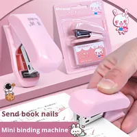 Cartoon Mini Plastik-Handheftgerät-Set, Niedliches Schüler-Bürobedarf-Bindungsgerät für Testpapiere, Kleine Heftgeräte für Schüler