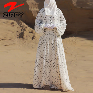 ZIPPY <span class=keywords><strong>Abaya</strong></span> Personalizzabile con Stampa a Cuori 2026, Vestito Lungo Formale Modesto con Collo a O, Maniche a Sbuffo e Orlo a Strati, Versatile e di Tendenza - Product Image 1