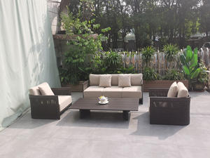 Set <span class=keywords><strong>Sofa</strong></span> taman aluminium luar ruangan, Modern dengan meja kopi 3 kursi <span class=keywords><strong>Sofa</strong></span> tunggal tahan karat - Product Image 6