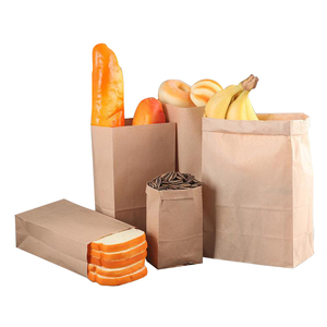 Sacs en papier personnalisés avec impression de logo, sacs en papier kraft blancs lavables et économiques pour le pain, les sandwichs, les courses au supermarché - Product Image 1