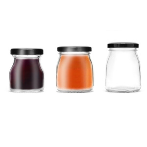 Barattoli Rotondi in Vetro Trasparente per Alimenti con Tappi a Vite in Metallo per Mousse, Latte, Yogurt, Caviale, Vaniglia, Gelatine, Miele, Budini - Product Image 1