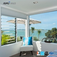 Ventanas de Aluminio con Persianas Ajustables a Medida para Apartamentos Modernos, Ventanas Jalousie de Vidrio Templado con Manivela