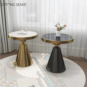 Mediados de siglo industrial de mármol de lujo espejo superior de oro de metal sofá <span class=keywords><strong>mesa</strong></span> <span class=keywords><strong>lateral</strong></span> moderno - Product Image 2