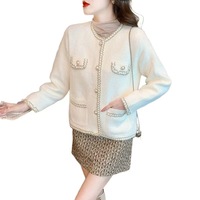 Cardigan Élégant Classique Femme Manches Longues Boutons Simples Poches Blocs de Couleurs Anti-Boulochage Pull d'Automne – Grande Vente