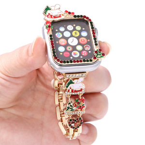 Nueva Correa Metálica con Incrustaciones de Diamantes Navideños <span class=keywords><strong>para</strong></span> <span class=keywords><strong>Apple</strong></span> <span class=keywords><strong>Watch</strong></span> Series 6/<span class=keywords><strong>7</strong></span>/8/9 SE, Universal, Reemplazo de Lujo, Correa con Dijes - Product Image 5