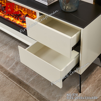 Table console TV en bois de 75 pouces avec plateau en marbre et foyer télécommandé, pour Italie
