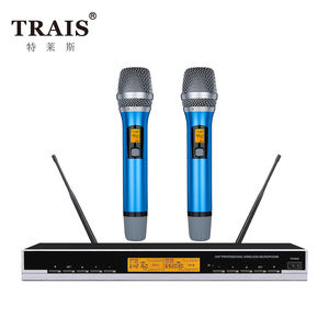Trais ไมโครโฟนไร้สายสองช่องสีฟ้าไมโครโฟน KTV คลับไมโครโฟน<span class=keywords><strong>คาราโอเกะ</strong></span> - Product Image 5