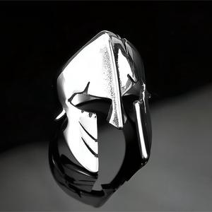 Men's Stainless Steel <b>Ring</b> Spartan Mask Hip Hop Geometric Design Gift Jewelry - Product Image 4