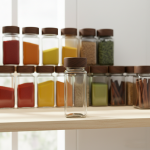 Bocaux à <span class=keywords><strong>épices</strong></span> en verre avec couvercles en bois d'acacia, récipients carrés hermétiques pour assaisonnements avec étiquettes, couvercles doseurs pour le <span class=keywords><strong>rangement</strong></span> en cuisine, 4 oz - Product Image 3
