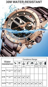 Montres pour hommes Drioshipping, tendance, quartz, LCD, cadran noir, bracelet en acier inoxydable, montre de business lumineuse - Product Image 4