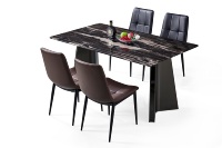 Juego de Comedor Moderno de Lujo para 4 Personas, Mesa con Cubierta de Mármol, Patas de Metal Dorado, Diseño Redondeado, Muebles para el Hogar, Multiusos, para Apartamento