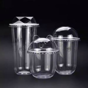 Nouvel arrivage : Couvercles et bouchons jetables en PET de qualité alimentaire, forme d'oreille d'ours, 89/90/93/98 mm, pour gobelets à smoothie et boba de 12 oz - Product Image 4