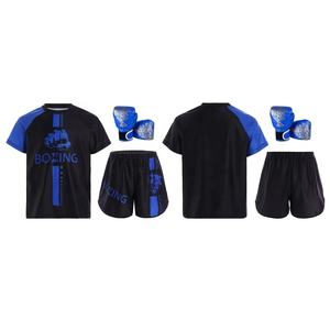 Costume d'entraînement de boxe pour garçons de 6 à 16 ans, t-shirt de boxe avec short et gants de boxe, pour la gym, le fitness, l'entraînement, la course à pied et le jogging - Product Image 5