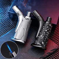 Briquet à flamme jet moderne Jobon ZB667 en métal avec fenêtre visuelle, allumeur à butane coupe-vent pour cigares et bande de moxibustion