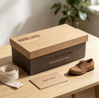 Boîte à chaussures en papier kraft personnalisée, logo de marque privée imprimé, boîte en papier avec couvercle et base pour l'emballage de chaussures, vente en gros