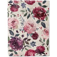 Selimut Flanel Motif Bunga Mawar Merah Vintage Latar Belakang Beige Pola Daun Bunga Elegan Sofa Kamar Tidur Dekorasi Rumah Hadiah