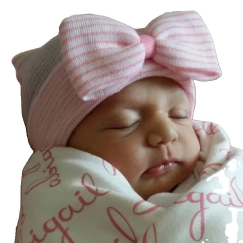 หมวกเด็กทารกผ้าคอตตอนคอมบ์ยุโรปและอเมริกาใหม่2023หมวกโบว์ใหญ่สำหรับทารกแรกเกิด