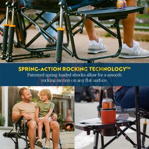 كرسي هزاز محمول قابل للطي من AMBITION للاستخدام الخارجي، كرسي تخييم مع طاولة جانبية، قطع غيار المقطورات - Product Image 3