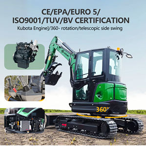 حفارات صغيرة زاحفة بمحرك EPA للاستخدام المنزلي والزراعي |   حفارة صغيرة بوزن 3.5 طن مع محرك كوبوتا معتمد من وكالة حماية البيئة |   سعر المصنع للموزعين - Product Image 5