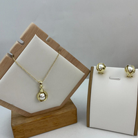 Ensemble de bijoux en forme de sphère en ZIRCON enveloppé de métal, collier et boucles d'oreilles pour femmes, accessoire de luxe rétro KY25144