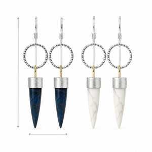 Orecchini Pendenti Vintage a Forma di Proiettile con Pietra Blu, Motivo Marmorizzato, Orecchini Pendenti Statement per Donne - Product Image 5