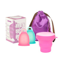 Mini copa menstrual reutilizable de material de silicona de grado alimenticio personalizado con tirador para dama
