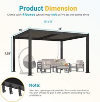 Pergola à lames orientables, 10' x 12', pergola d'extérieur, gazebo en métal pour patio, jardin, terrasse, cour.