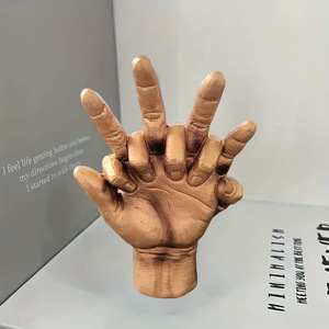 Statue <span class=keywords><strong>Doigts</strong></span> Entrelacés, Sculpture en Résine Mains Pliées Dorées pour Décoration Maison Bureau, Cadeau Anniversaire Mariage - Product Image 3