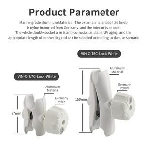 38mm/C Sizes /1.5'' White Security Double Socket Arm VIN-C-8.7C-Lock-white/VIN-C-15C-Lock-white <b>for</b> <b>Tablet</b> Mount - Product Image 3