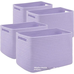 Boîte de rangement domestique moderne et personnalisée de type tiroir, panier de rangement rectangulaire en corde de coton pour les articles sales - Product Image 5