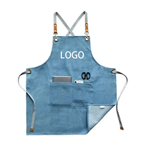 Nouvelle Tendance Tablier de Travail en Jean Durable Sans Manches Unisexe Lavable et Réutilisable pour Restaurant, Café, Salon de Beauté et Onglerie