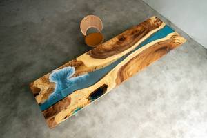 ไม้โต๊ะกาแฟหรูหราอีพ็อกซี่เรซิ่นที่กําหนดเองที่ทันสมัยตารางห้องนั่งเล่นตกแต่งตารางกลาง - Product Image 5